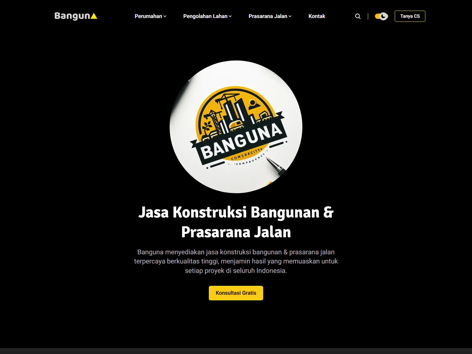 Screenshot website Banguna Konstruksi