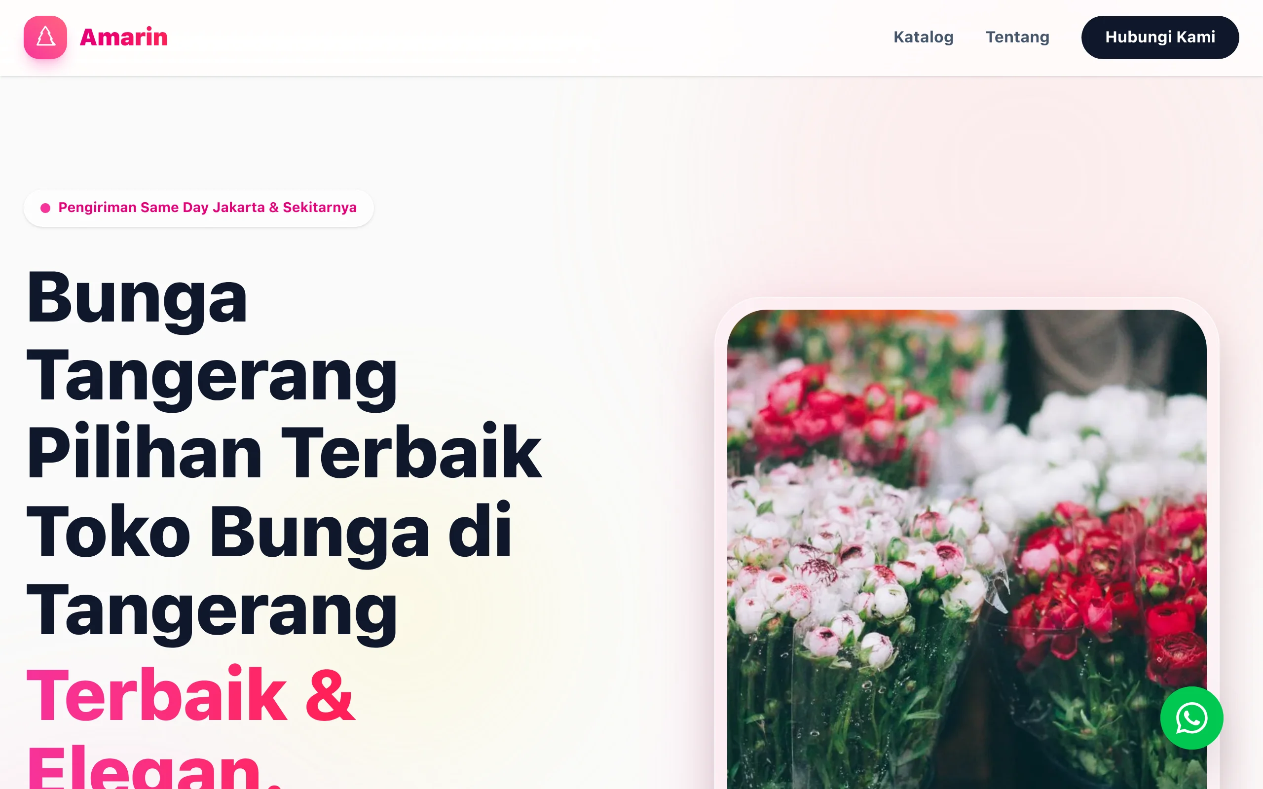 Screenshot website Bunga Tangerang - Amarin Florist