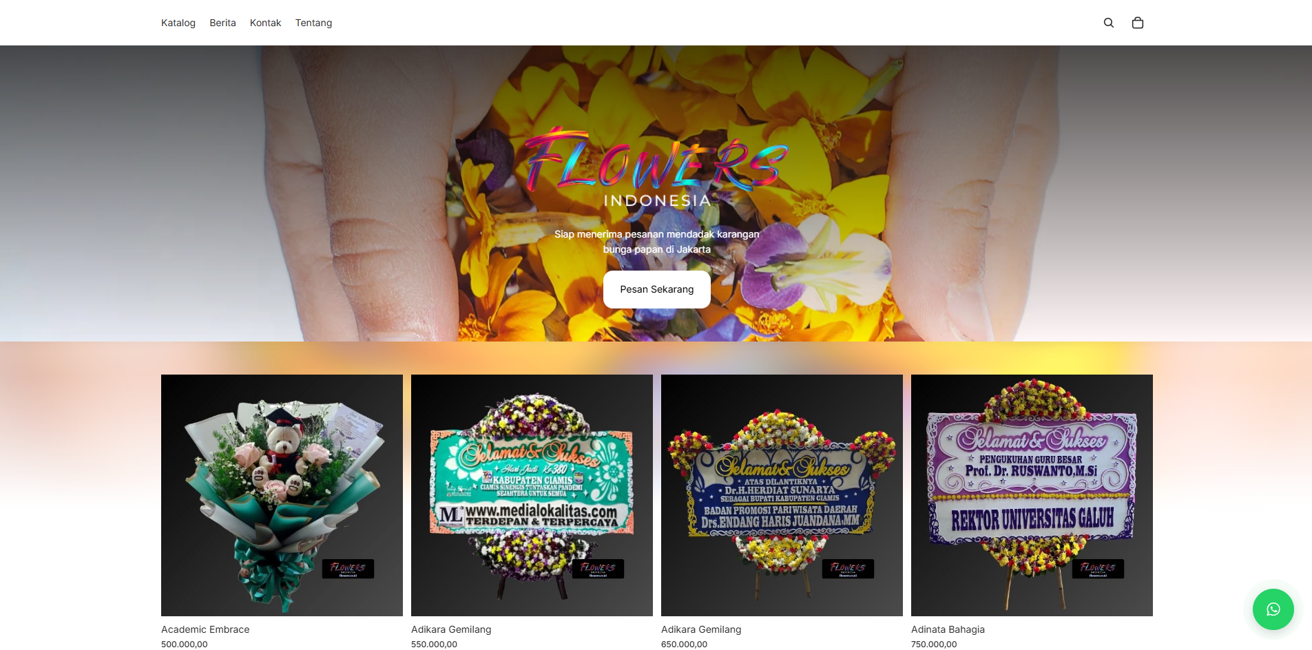 Screenshot website Flowers Indonesia