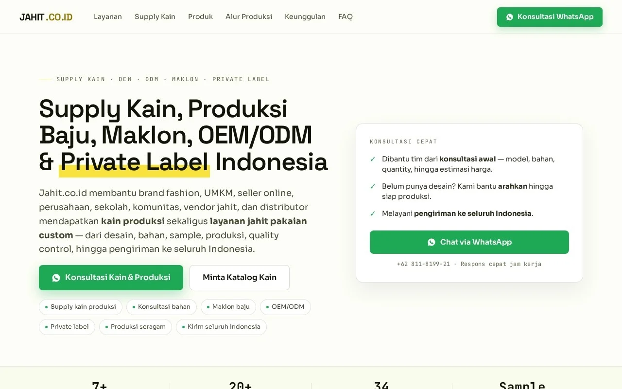 Screenshot website Jahit.co.id