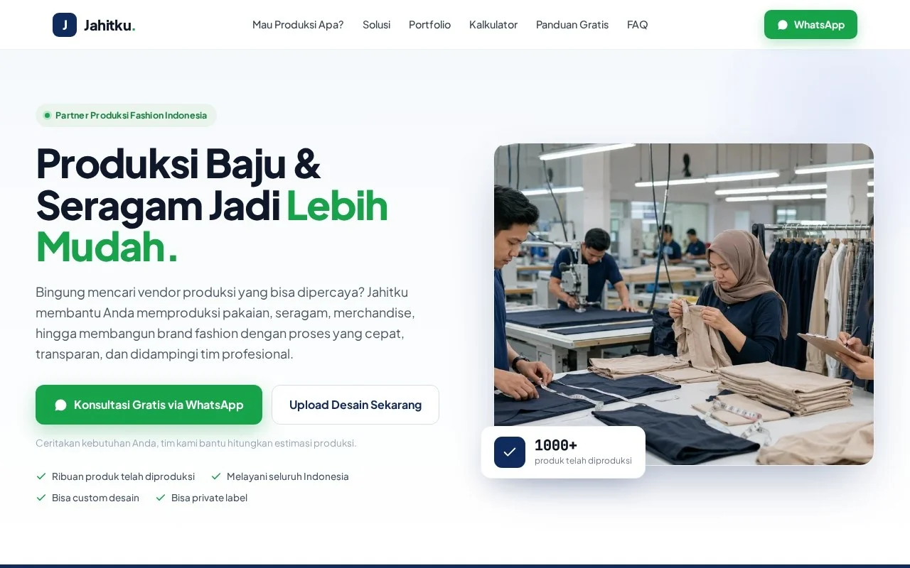 Screenshot website Jahitku