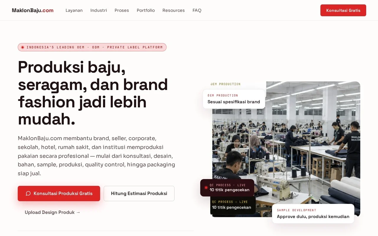 Screenshot website MaklonBaju