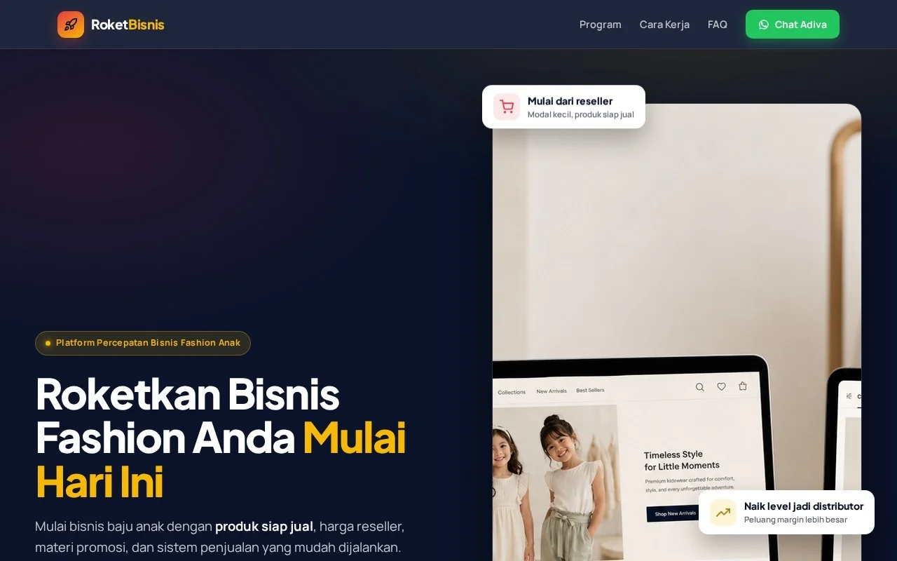 Screenshot website RoketBisnis