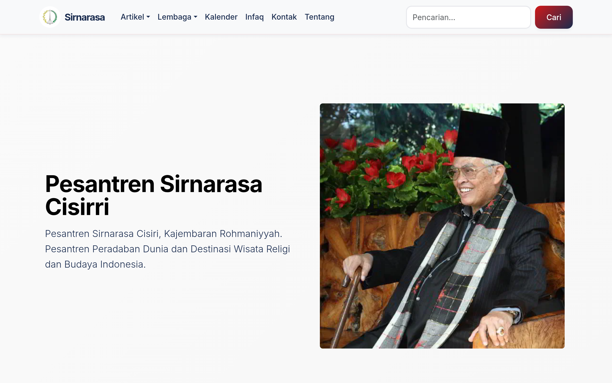 Screenshot website Pesantren Sirnarasa