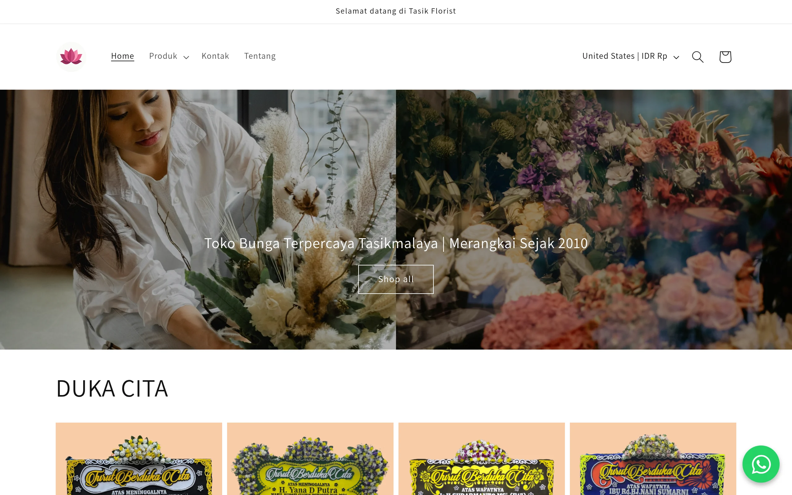 Screenshot website Tasik Florist
