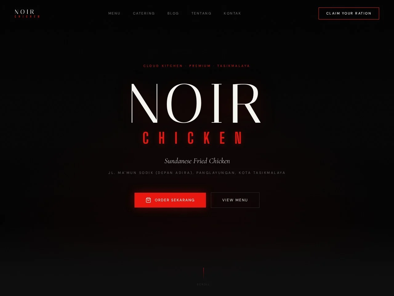 Screenshot website NOIR Fried Chicken